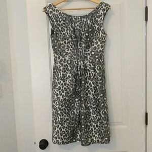 Knee length grey leopard print dress Kate Spade